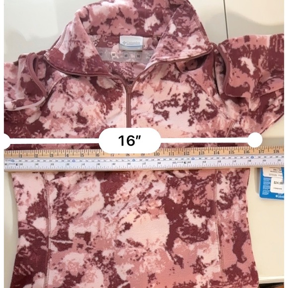 Columbia Womens XS Arctic Air Printed Half Zip Fleece Pullover Burgundy Pink NWT - Picture 5 of 11